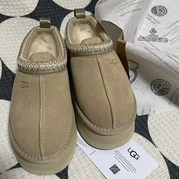 UGG TAZZ Tasman Suede PLATFORM SLIPPER Clog Shoe MUSTARD SEED - Picture 2 of 7